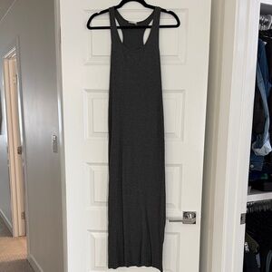 Gray Ribbed Sleeveless Maxi Dress